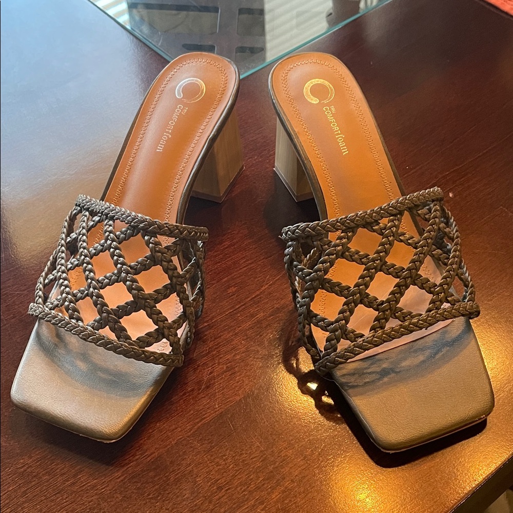 Casadei Braided Block Heel Sandals - dark green
